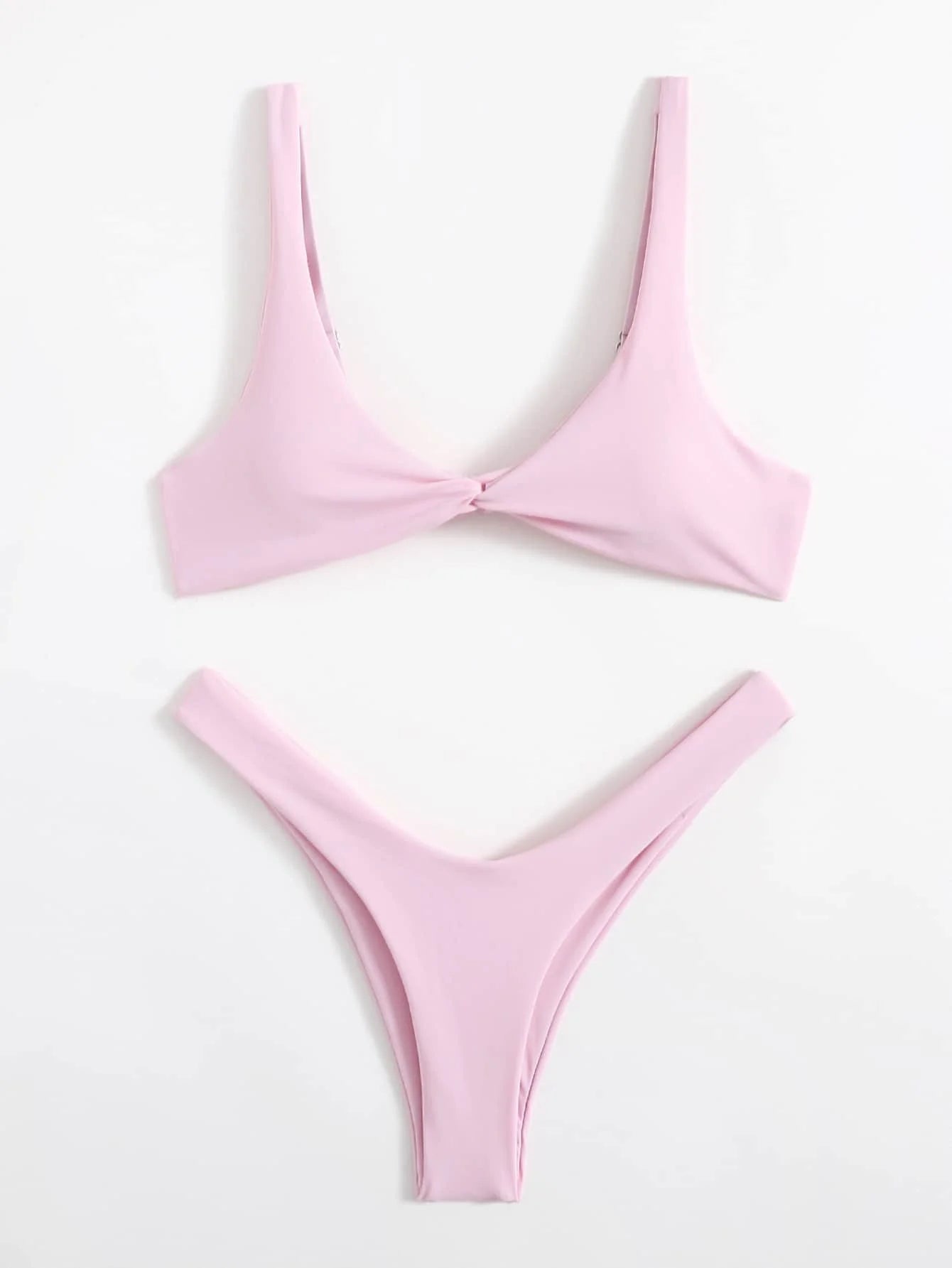 Sexy Solid Tie Brazilian Bikini Set