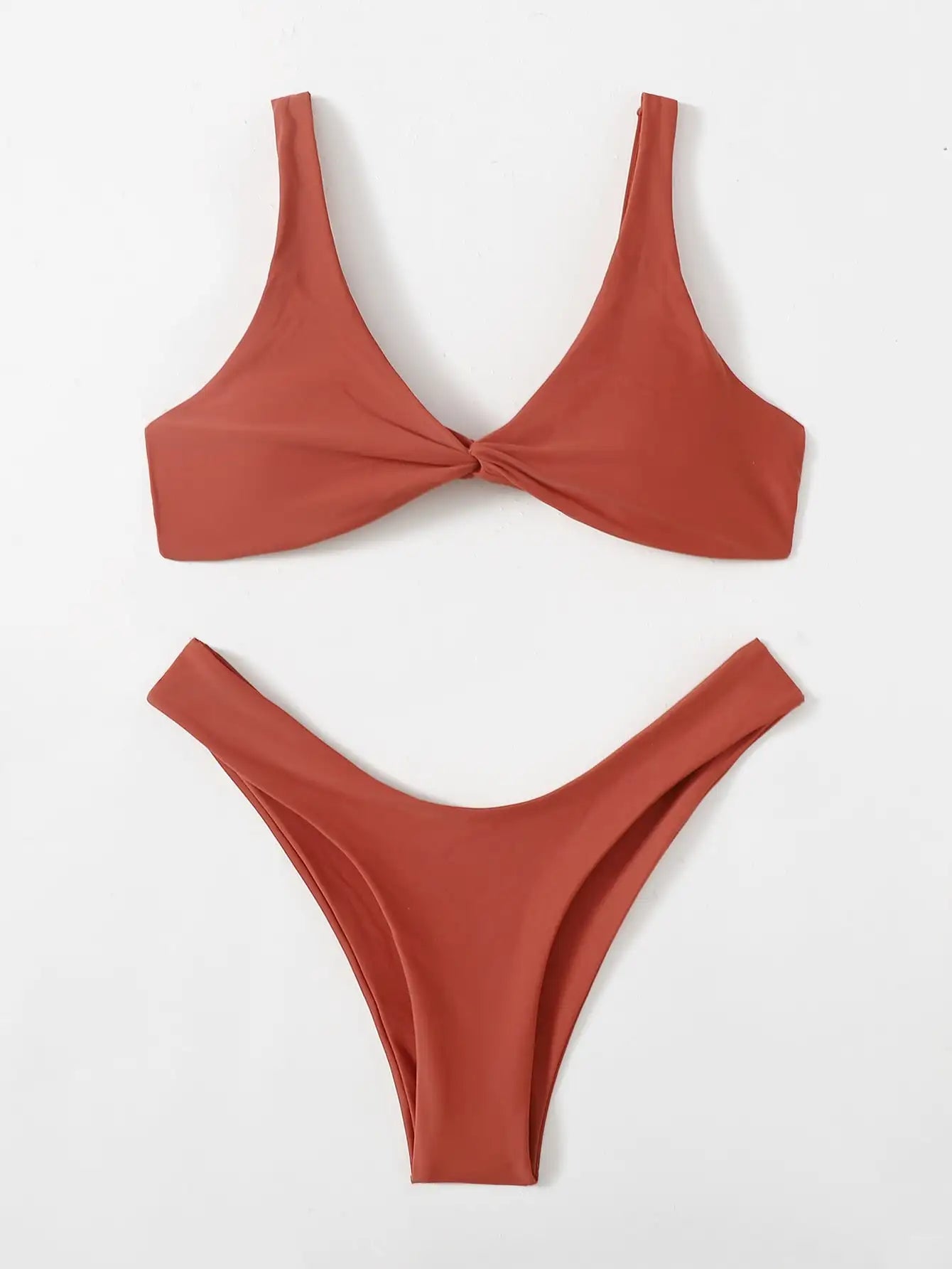 Sexy Solid Tie Brazilian Bikini Set