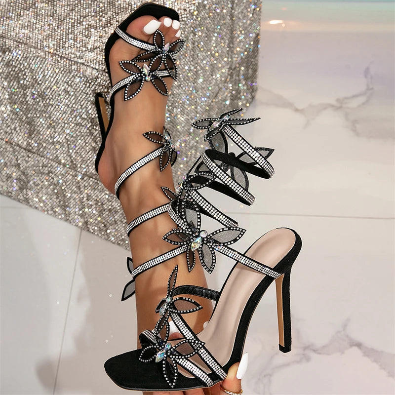 Elegant Crystal Butterfly Stiletto Heels