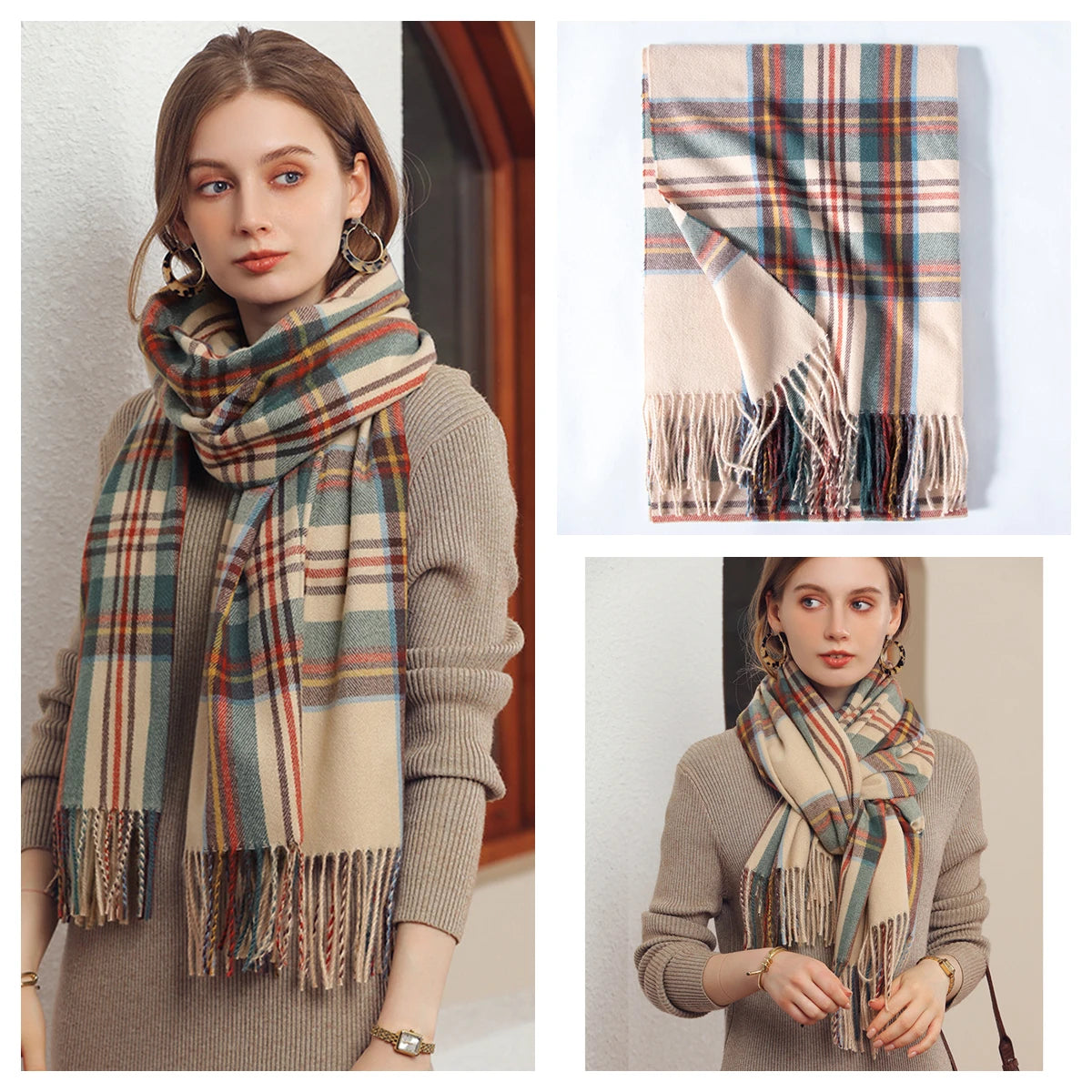 Plaid Wool Scarf
