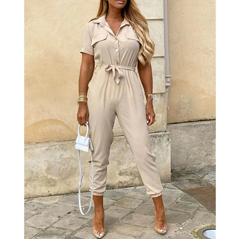 Monochrome Belted Workwear Jumpsuit
