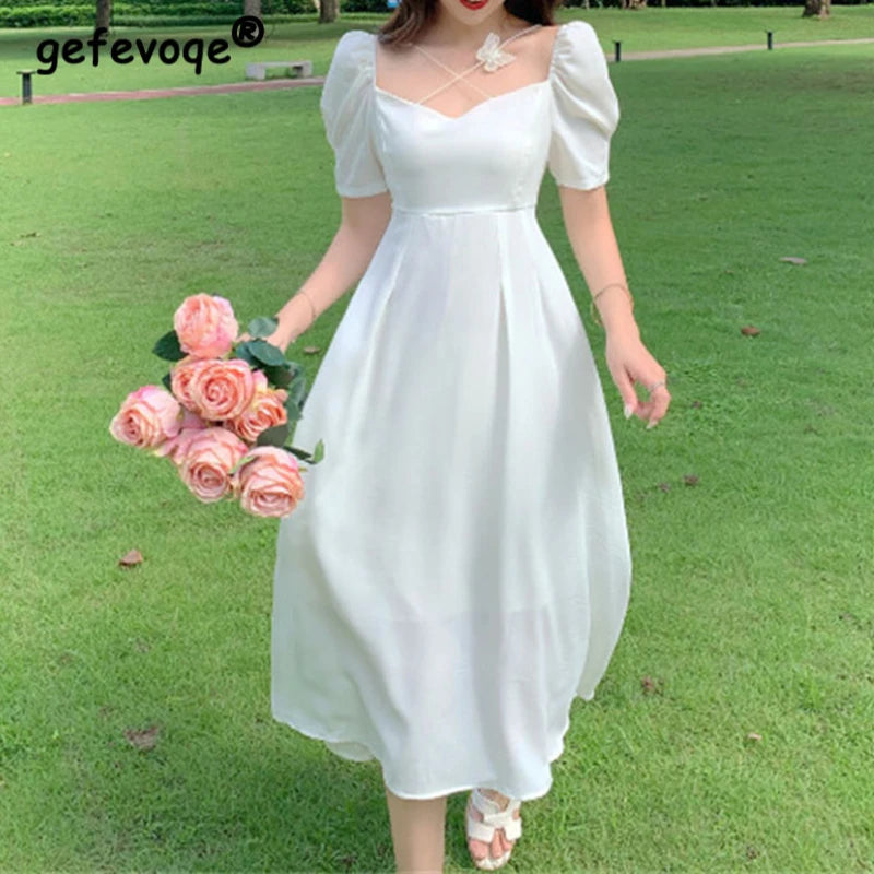 Summer Elegant Vintage White Dress