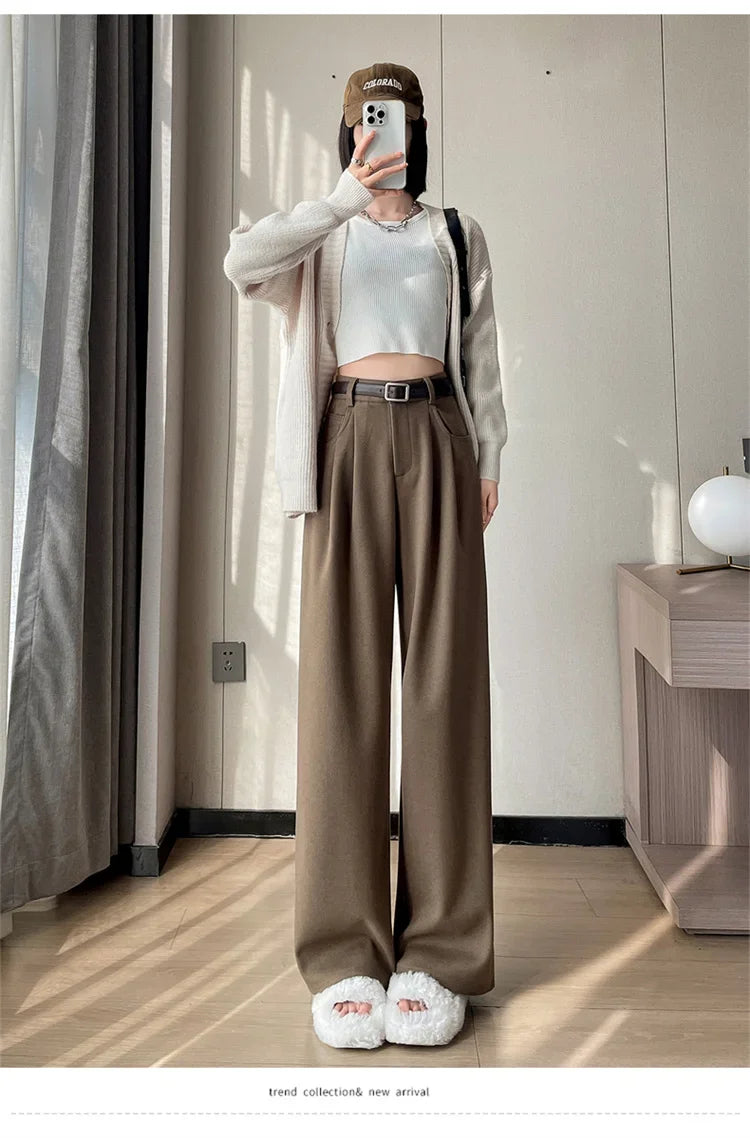 High Waist Straight Trousers