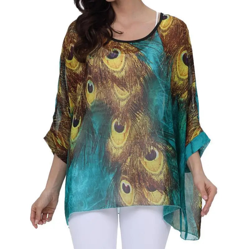 Irregular Leopard Print Chiffon Blouse